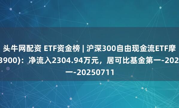 头牛网配资 ETF资金榜 | 沪深300自由现金流ETF摩根(563900)：净流入2304.94万元，居可比基金第一-20250711